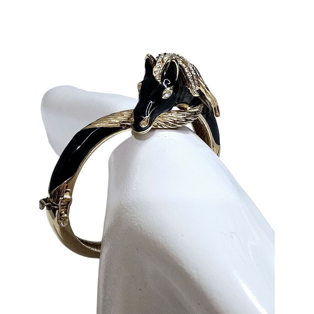 Panetta Rare Swarovski Rhinestone Horse head and Enamel Vintage Costume Bracelet